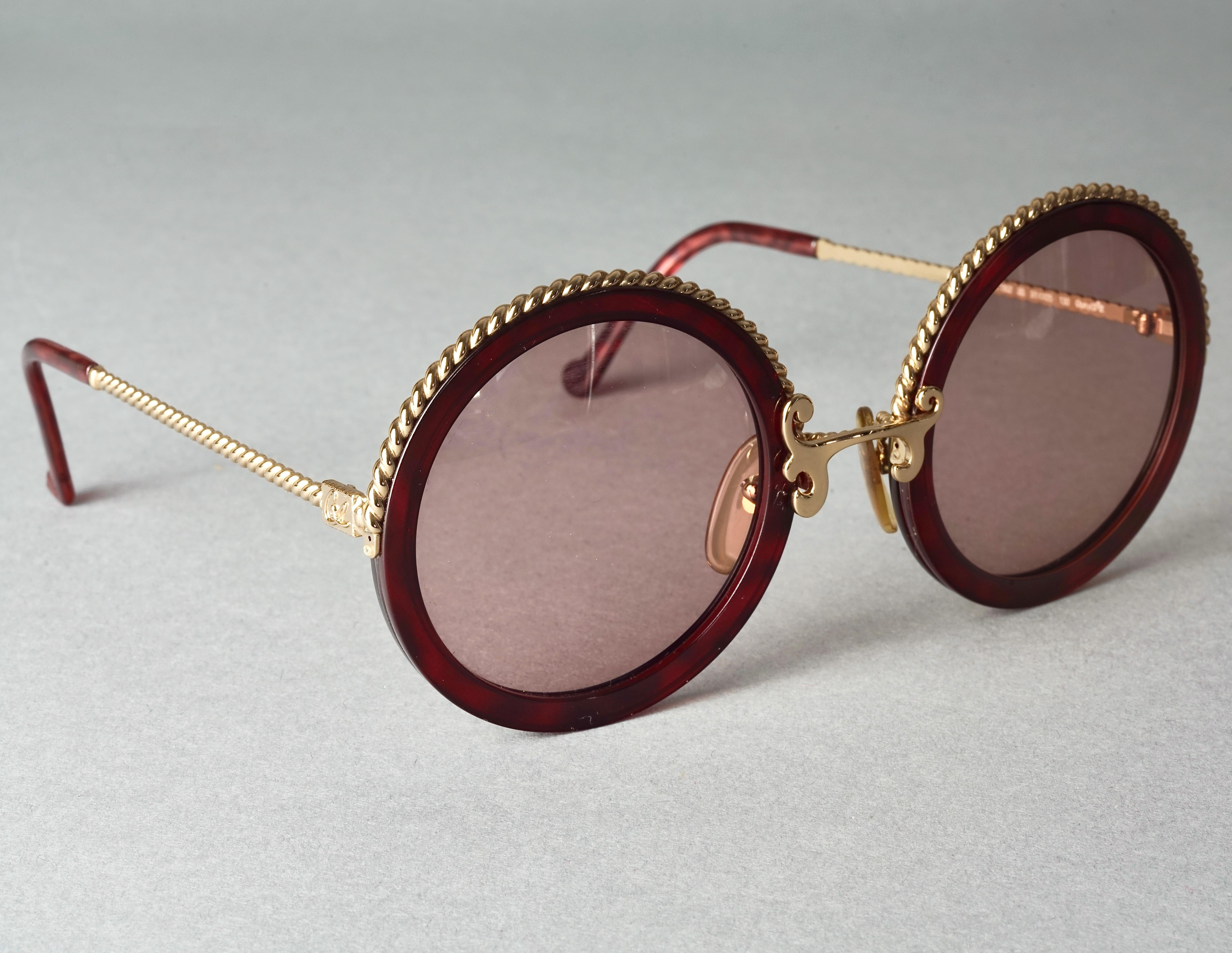 Brown Vintage CHRISTIAN LACROIX Tortoiseshell Round Sunglasses