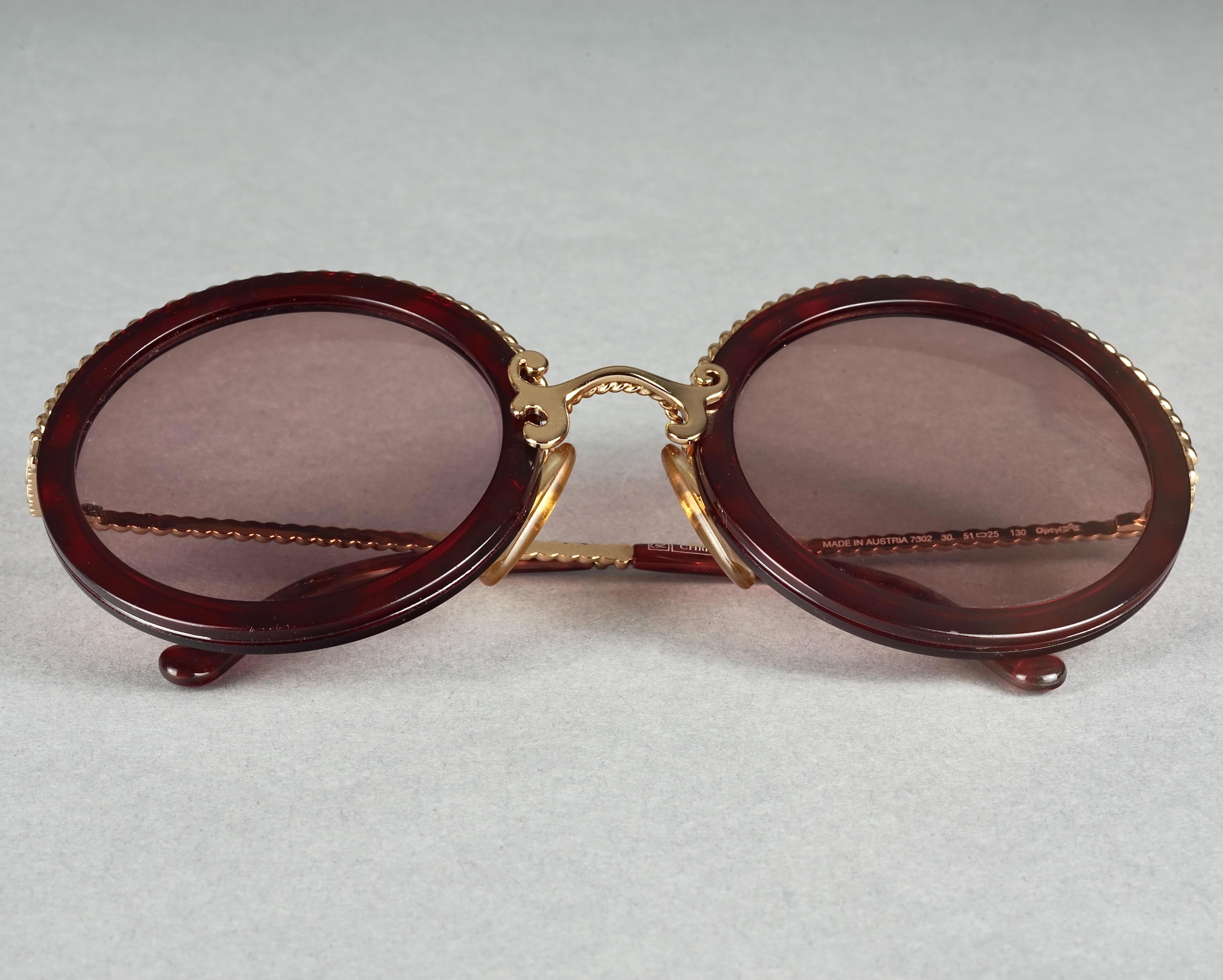 Vintage CHRISTIAN LACROIX Tortoiseshell Round Sunglasses In Excellent Condition In Kingersheim, Alsace