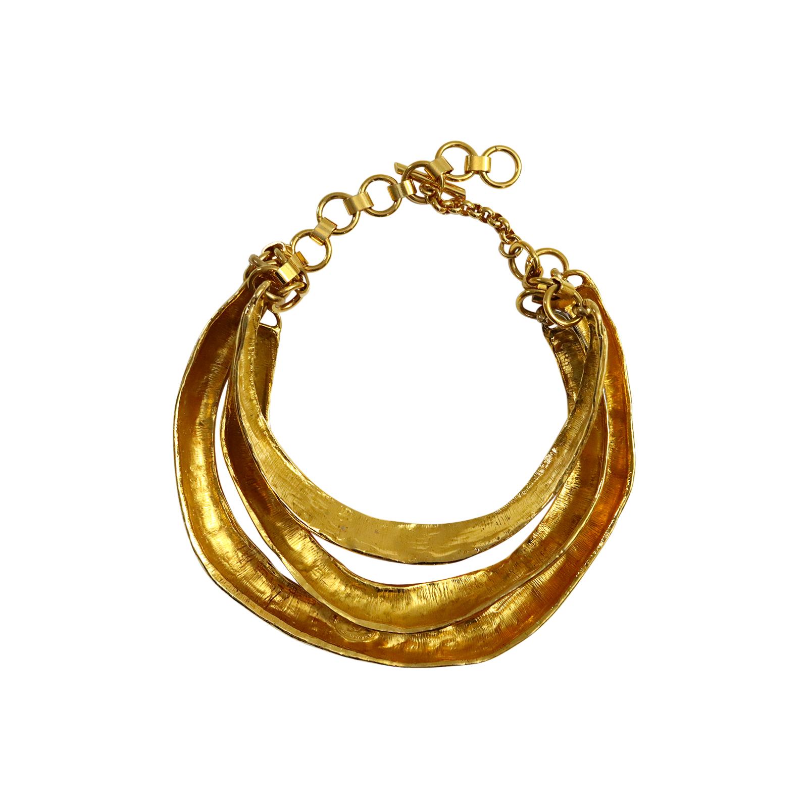 Vintage Christian Lacroix Triple Layer Gold Choker Masai Necklace Circa 1990s 3