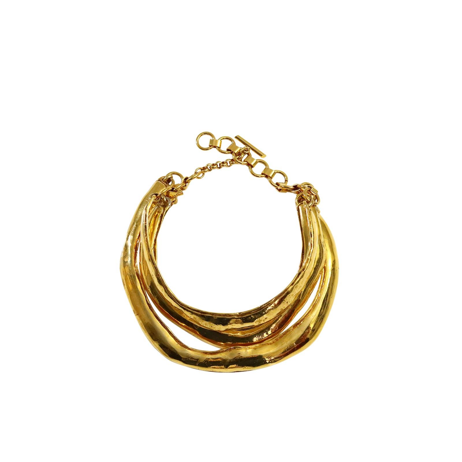 Women's or Men's Vintage Christian Lacroix Triple Layer Gold Choker Masai Necklace Circa 1990s