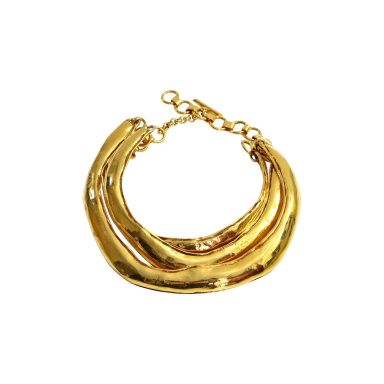 Vintage Christian Lacroix Triple Layer Gold Tone Choker Masai Necklace For Sale 2