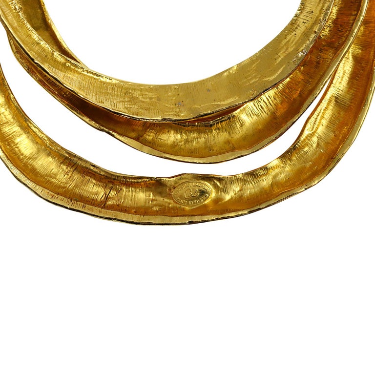 Vintage Christian Lacroix Triple Layer Gold Tone Choker Masai Necklace For Sale 4