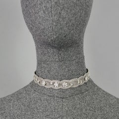 Vintage CHRISTIAN LACROIX Victorian Mesh Flower Rhinestone Choker Necklace