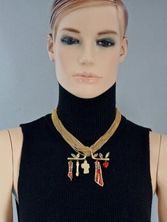 Vintage CHRISTIAN LACROIX Whimsical Charm Hanger Multi Chain Necklace
