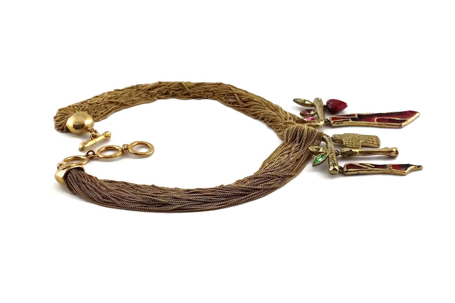 Women's Vintage CHRISTIAN LACROIX Whimsical Charm Hanger Multi Chain Necklace For Sale