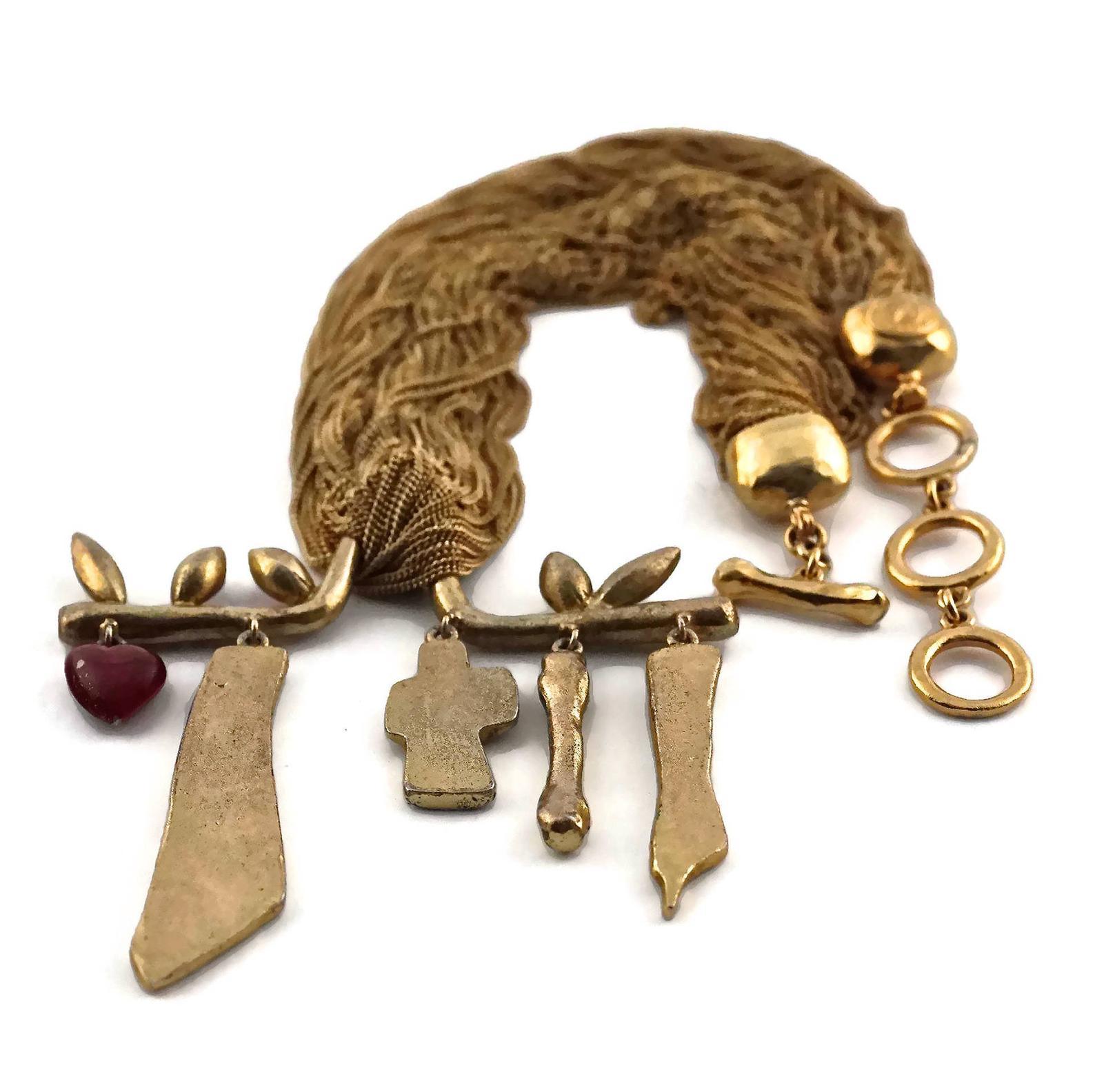 Vintage CHRISTIAN LACROIX Whimsical Charm Hanger Multi Chain Necklace For Sale 3