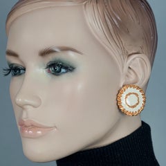 Vintage CHRISTIAN LACROIX White Enamel Disc Earrings