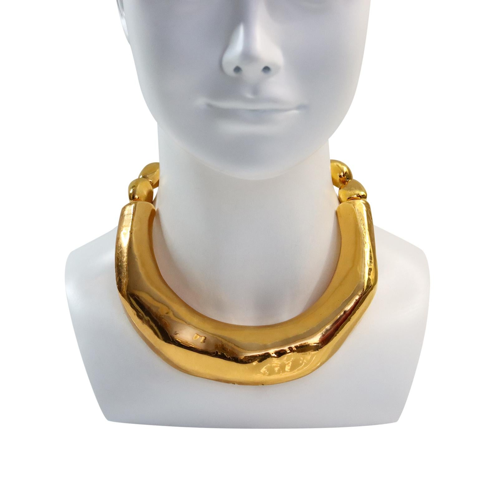 Artist Vintage Christian Lacroix Wide Resin Gold Choker Necklace Circa 1990s