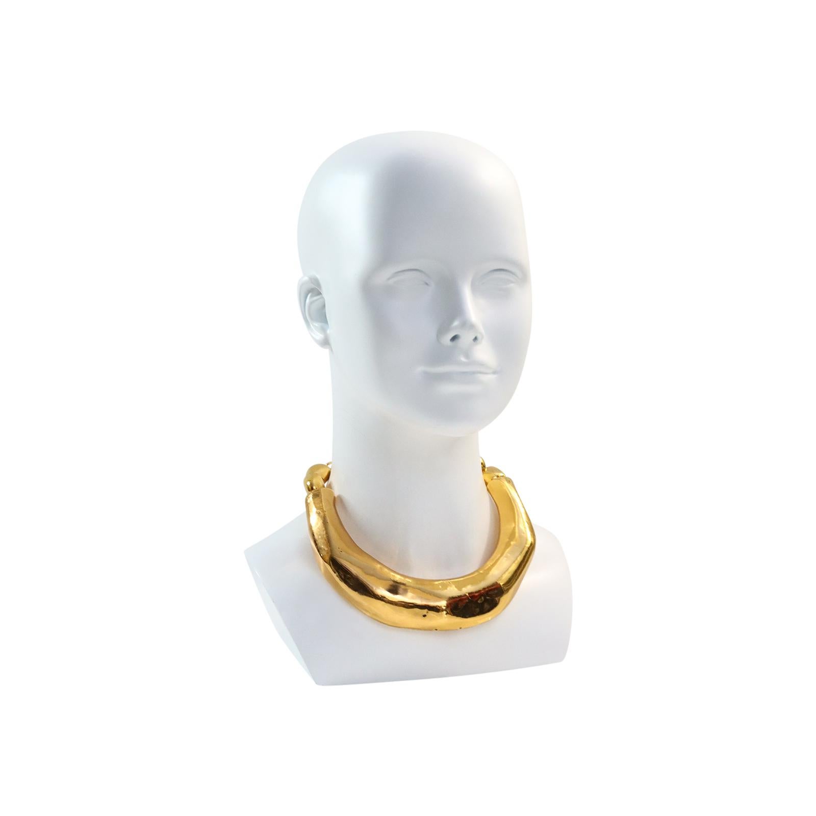 Vintage Christian Lacroix Wide Resin Gold Choker Necklace Circa 1990s In Good Condition In New York, NY