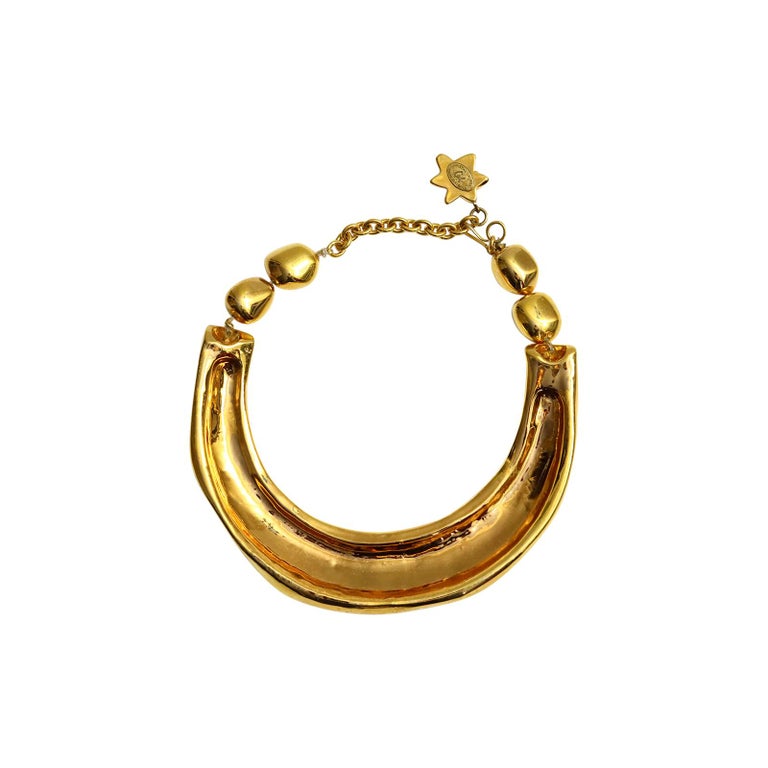 Vintage Christian Lacroix  Wide Ceramic Gold Tone Choker Necklace For Sale 3