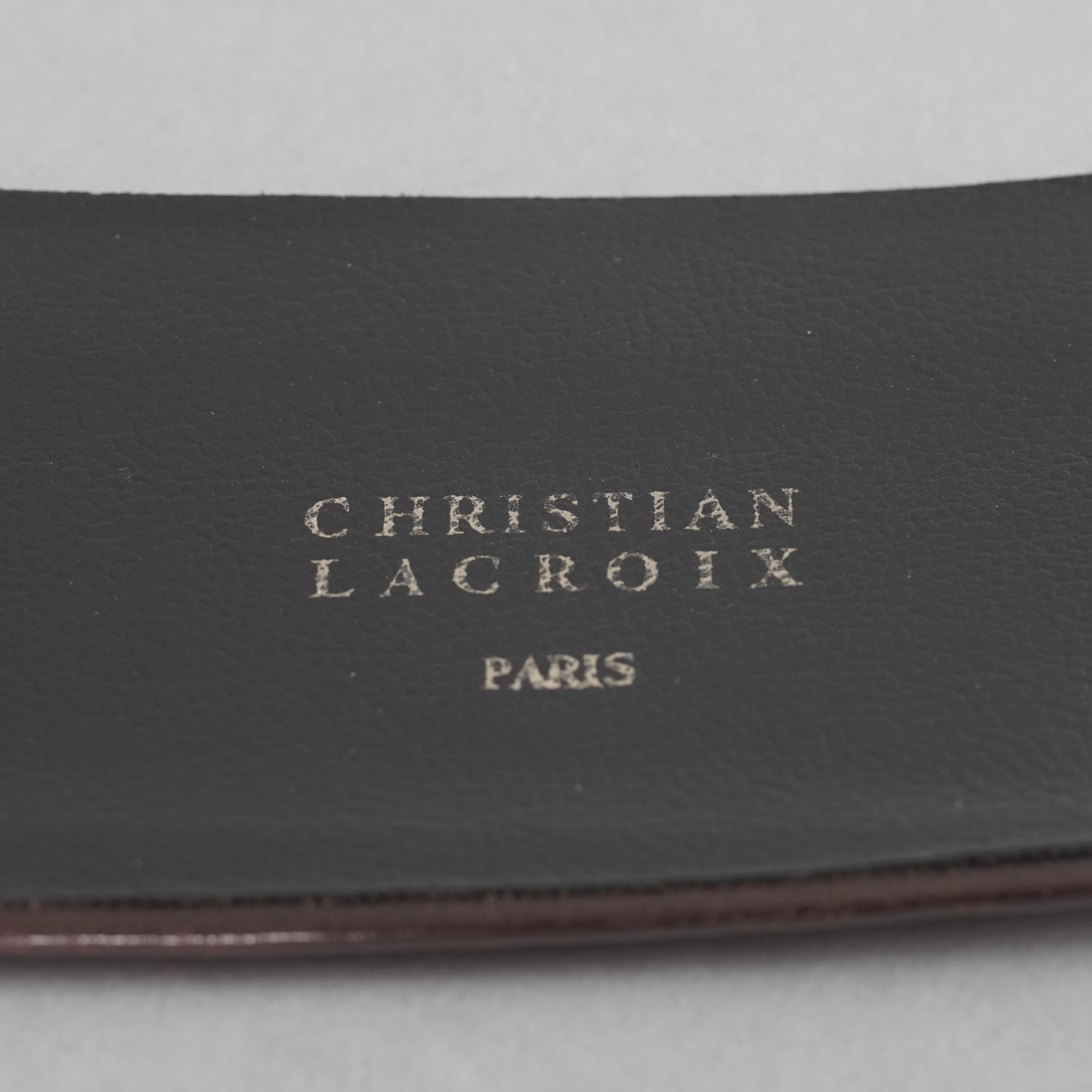 Vintage CHRISTIAN LACROIX Wide Gilt Buckle Brown Leather Belt For Sale 5