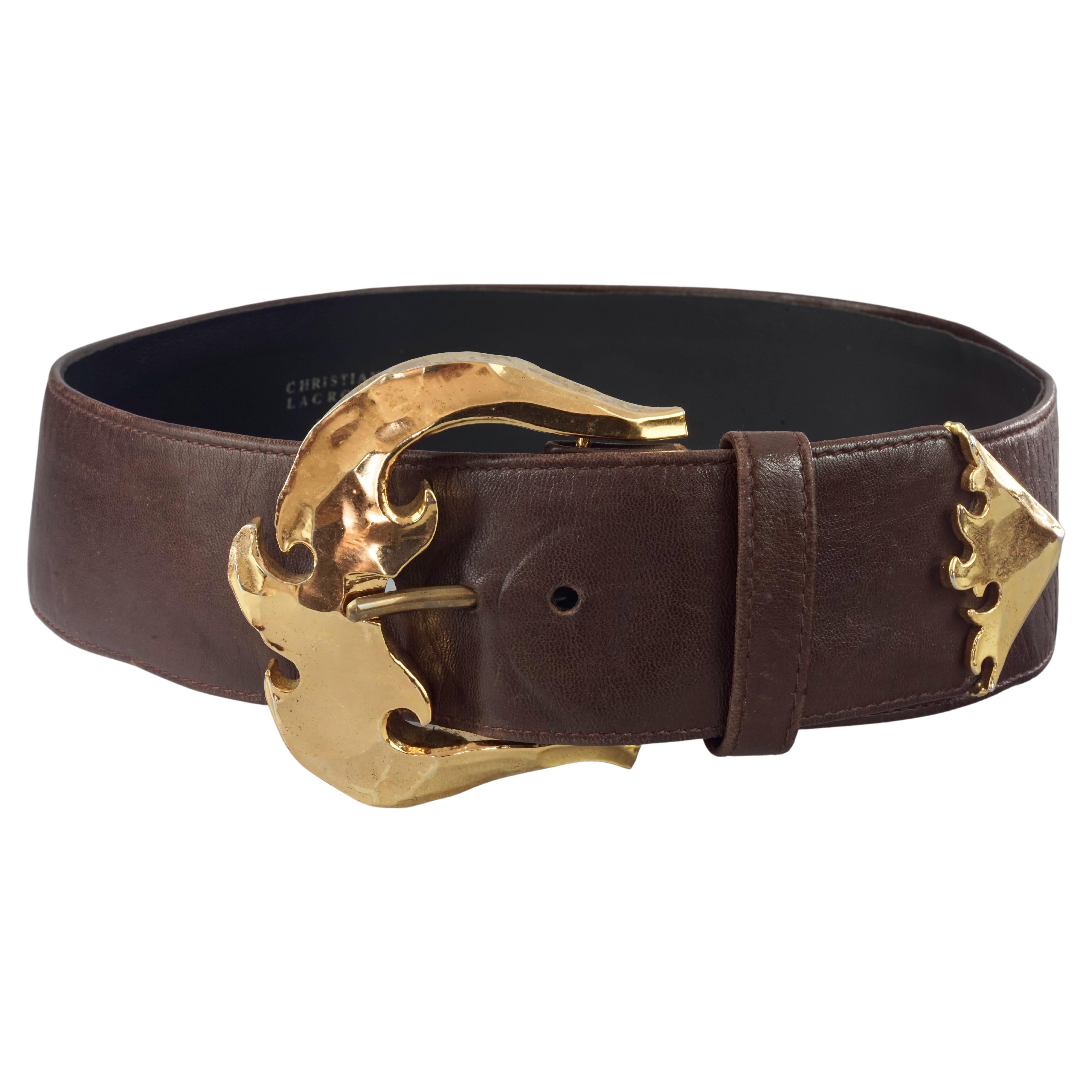 Gold buckle belt in brown color Vintage velvet waist belt 80s Women belt