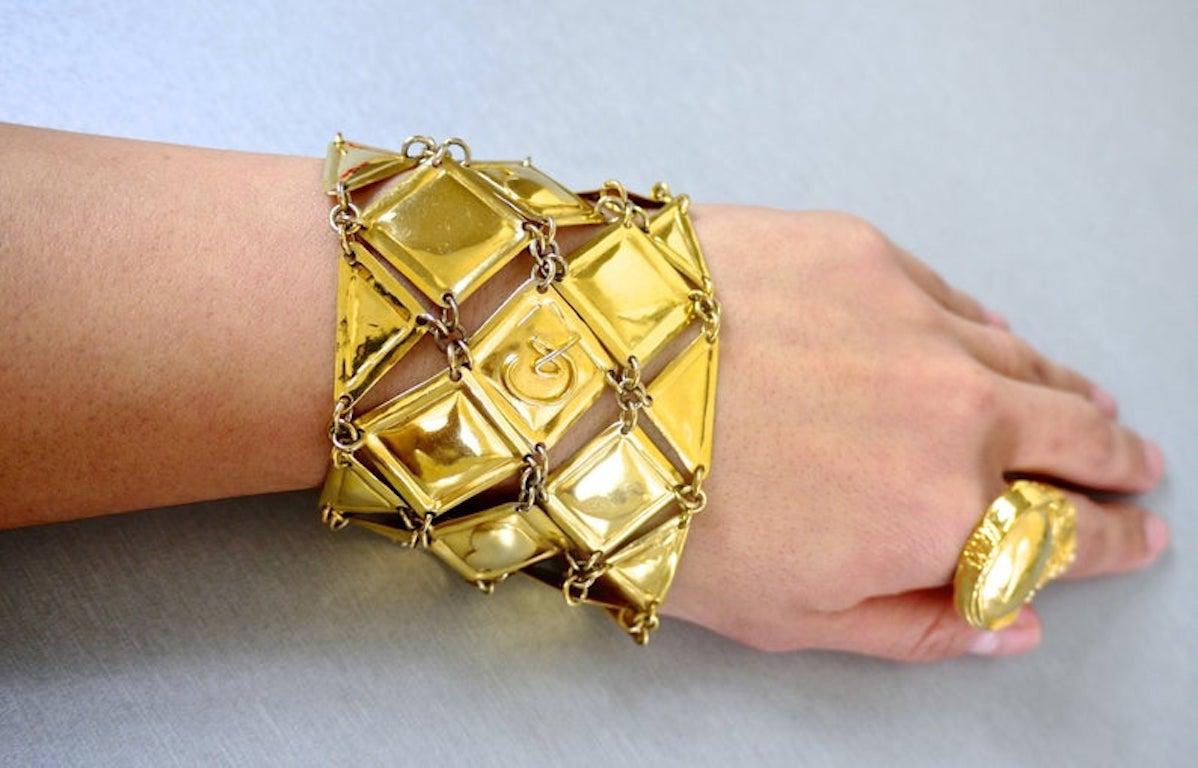 Women's Vintage CHRISTIAN LACROIX Wide Mesh Bracelet For Sale