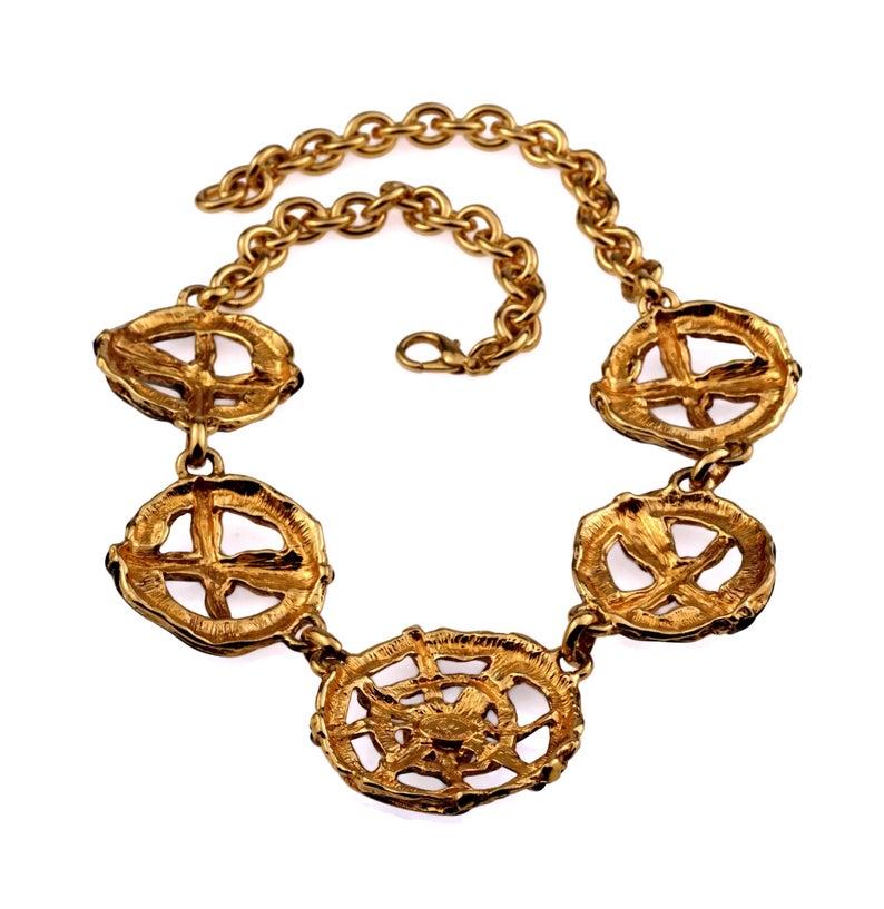 Vintage CHRISTIAN LACROIX Woven Web Enamel Charm Necklace 2