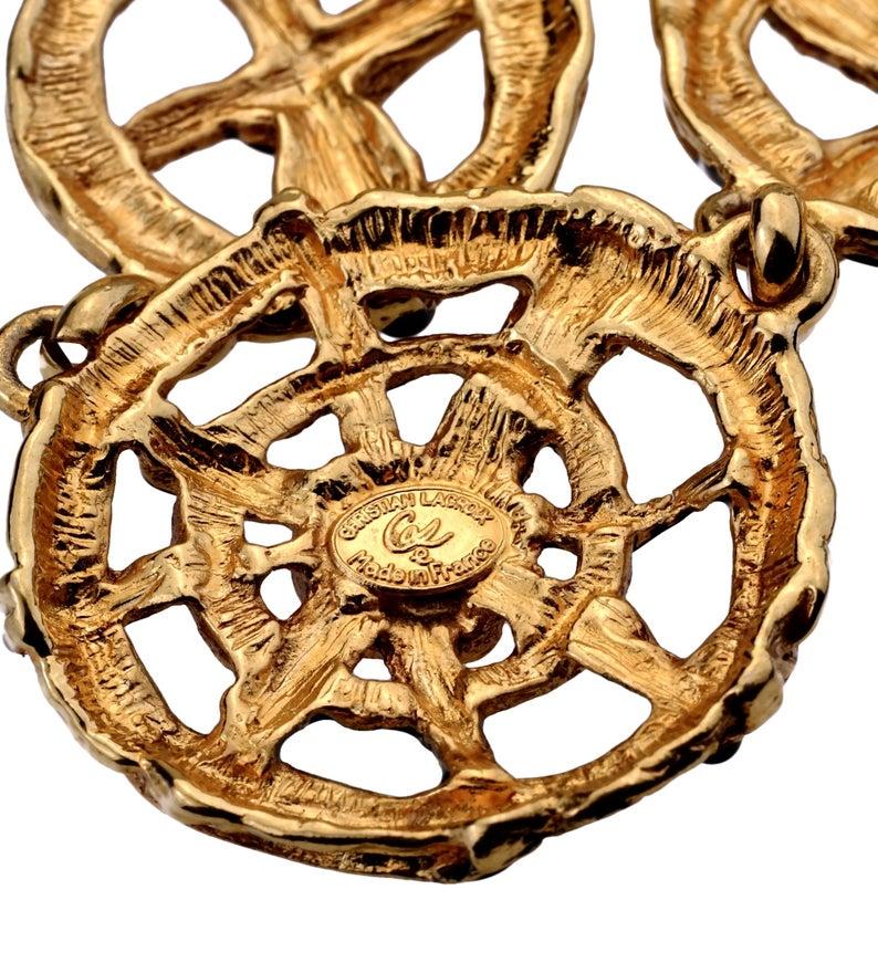 Vintage CHRISTIAN LACROIX Woven Web Enamel Charm Necklace 3