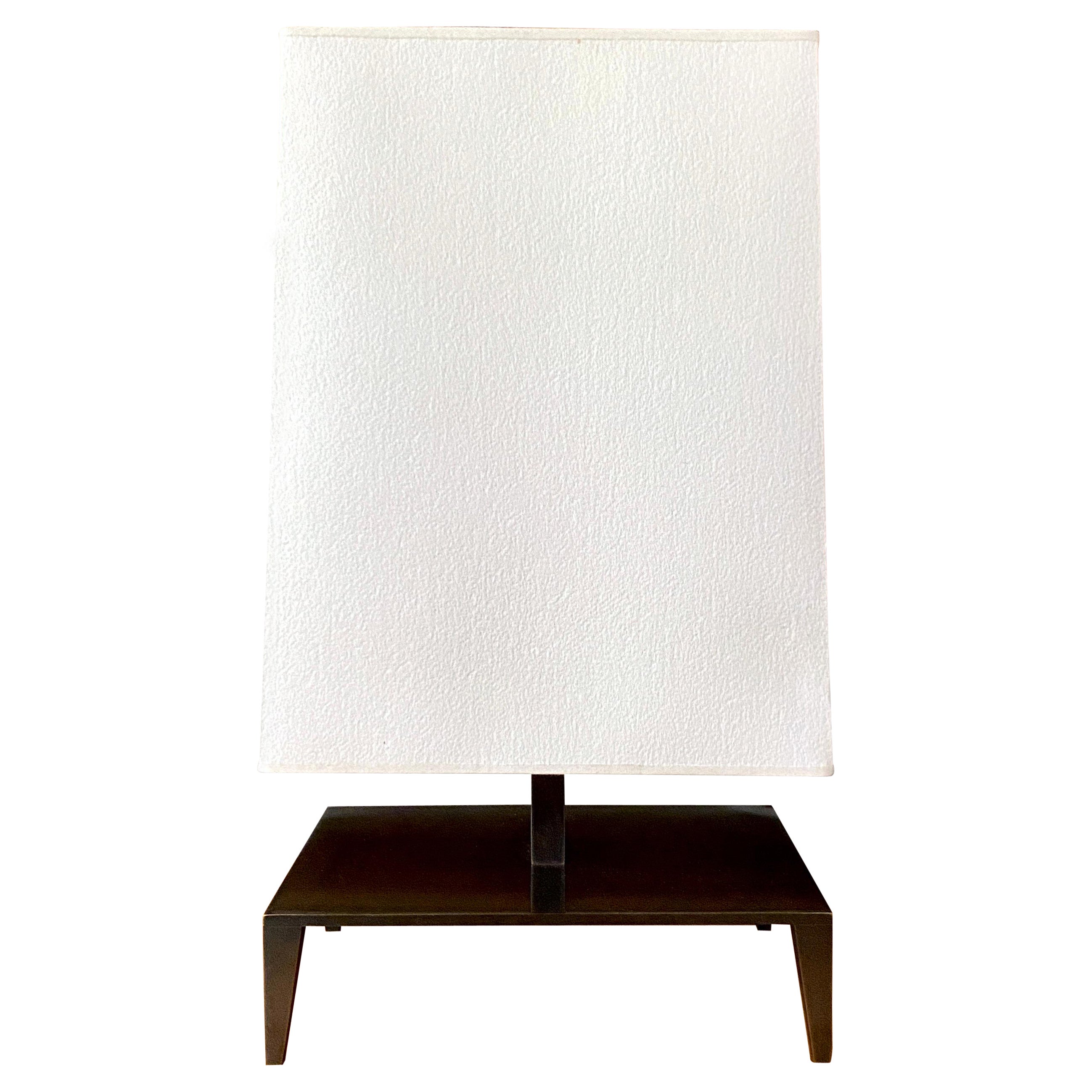 Vintage Christian Liaigre Bronze Galerie Lamp, Original Aquarelle Paper Shade