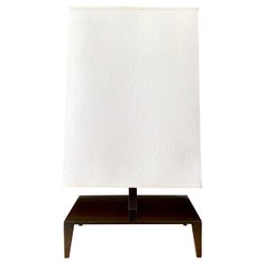 Vintage Christian Liaigre Bronze Galerie Lamp, Original Aquarelle Paper Shade
