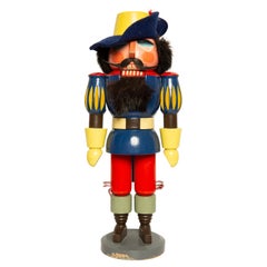 Vintage Christmas Big Blue Nutcracker, Wood, Erzgebirge, Germany, 1970