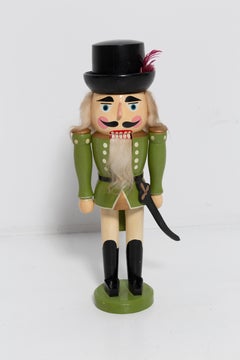 Vintage Christmas Big Green Nutcracker with Knife, Erzgebirge, Germany, 1970
