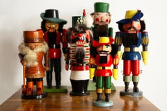 Vintage Christmas Big Green Nutcracker, Wood, Erzgebirge, Germany, 1970