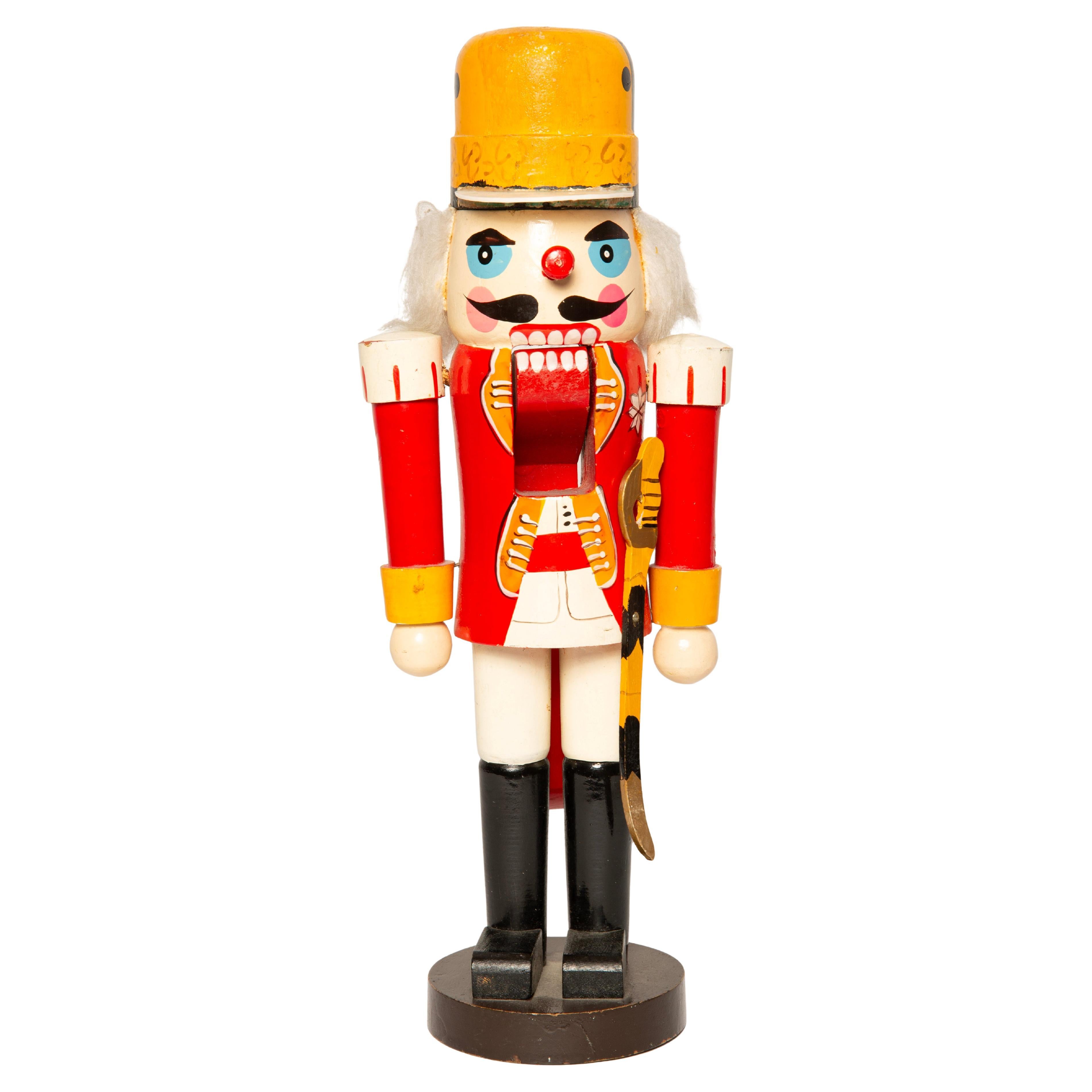 Vintage Christmas Big Nutcracker, Wood, Erzgebirge, Germany, 1970