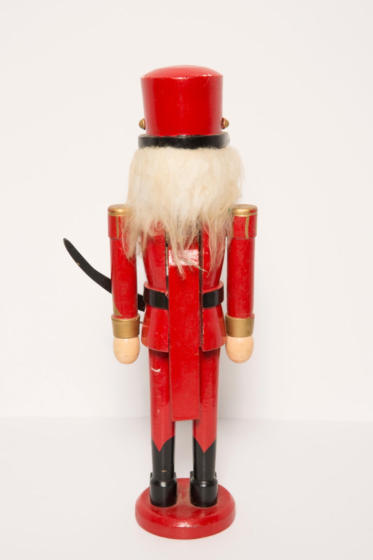 Vintage Christmas Big Red Nutcracker with Knife, Wood, Erzgebirge, Germany, 1970 For Sale 1