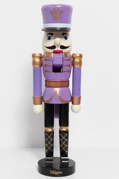 Vintage Christmas Big Violet Nutcracker with Knife, Erzgebirge, Germany, 1970