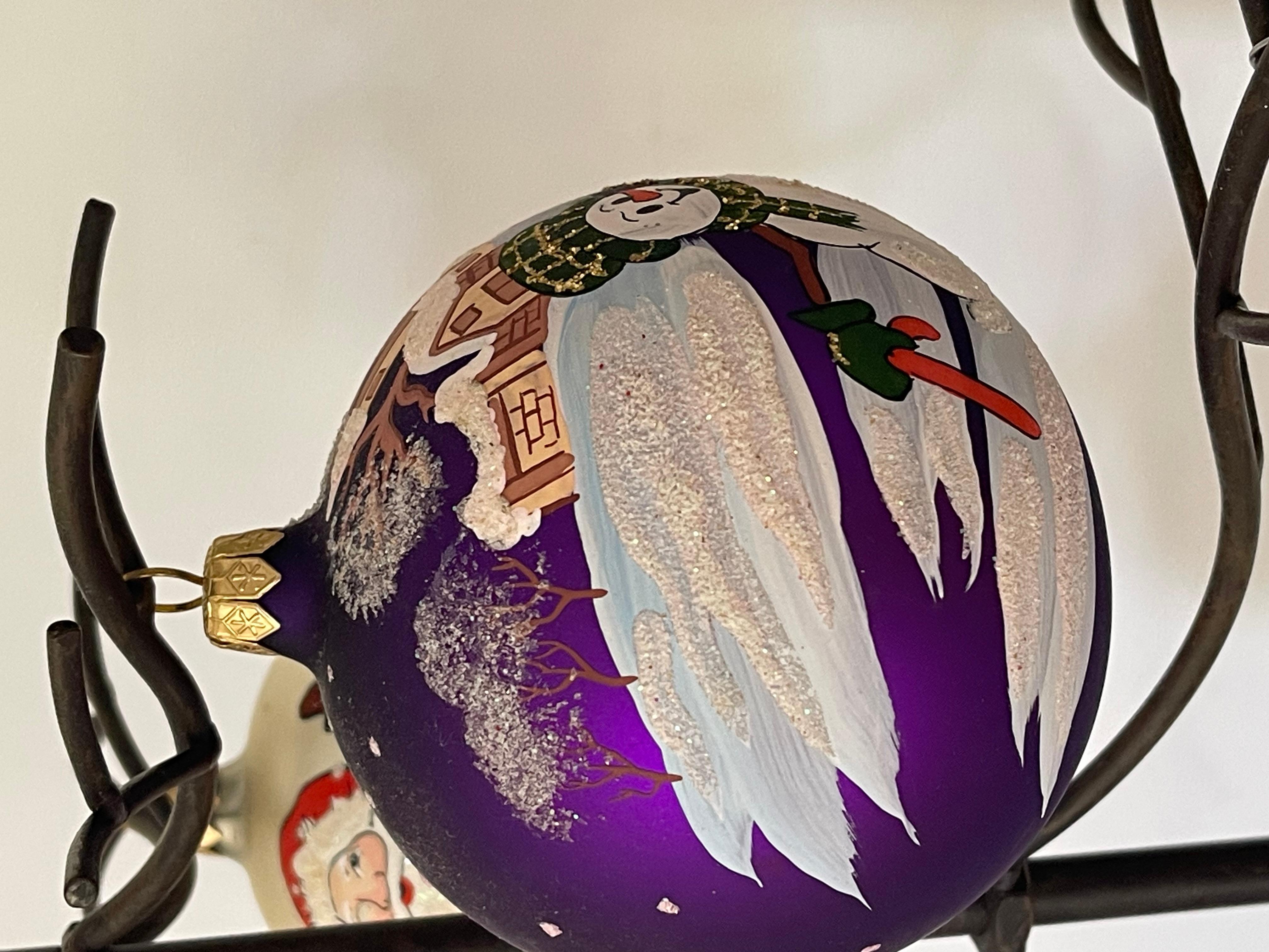 Vintage Christmas Large Blown Glass Handpainted Christmas Ornaments For Sale 10