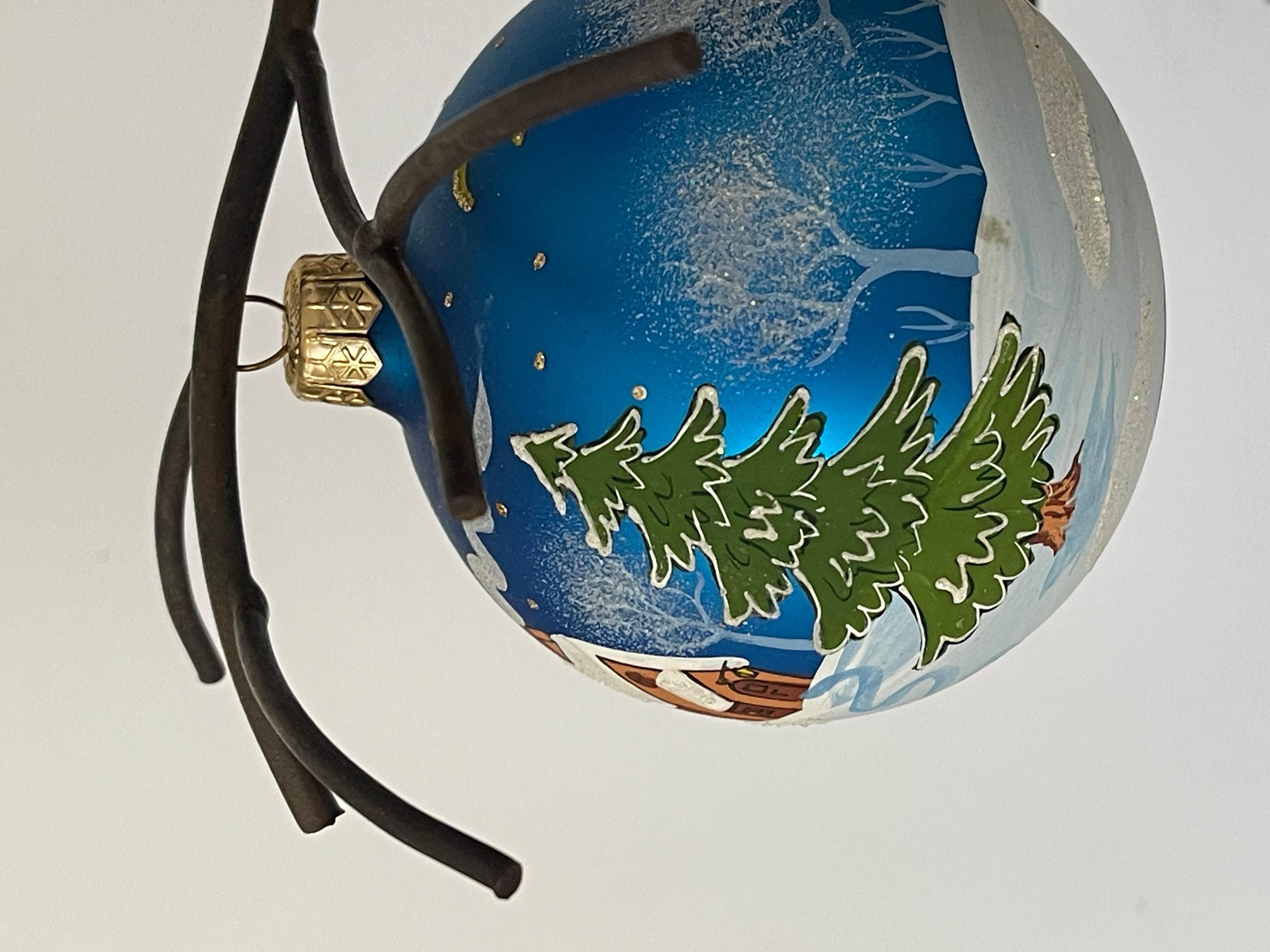 Vintage Christmas Large Blown Glass Handpainted Christmas Ornaments For Sale 11
