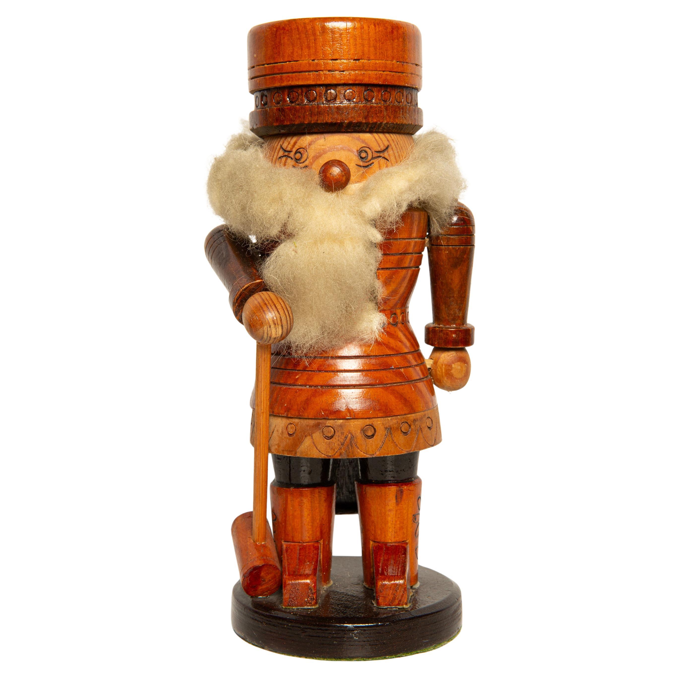 Vintage Christmas Medium Nutcracker, Wood, Erzgebirge, Germany, 1970 For Sale