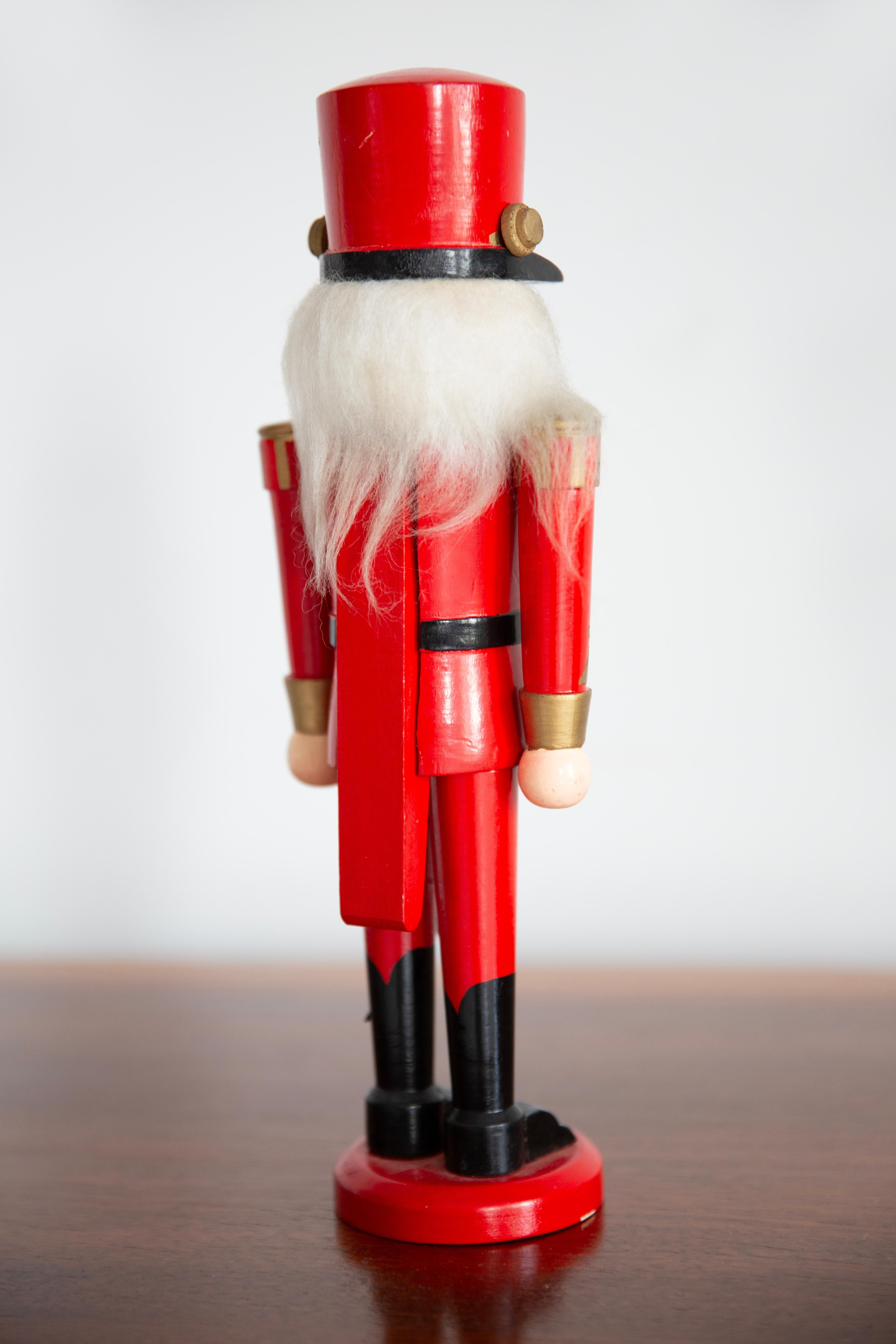Vintage Christmas Medium Red Nutcracker, Wood, Erzgebirge, Germany, 1970 For Sale 1