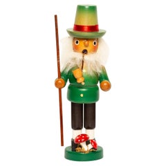 Vintage Christmas Mini Green Nutcracker, Wood, Erzgebirge, Germany, 1970
