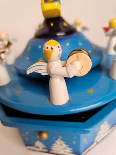 Vintage Christmas Music Box Wood Erzgebirge Germany