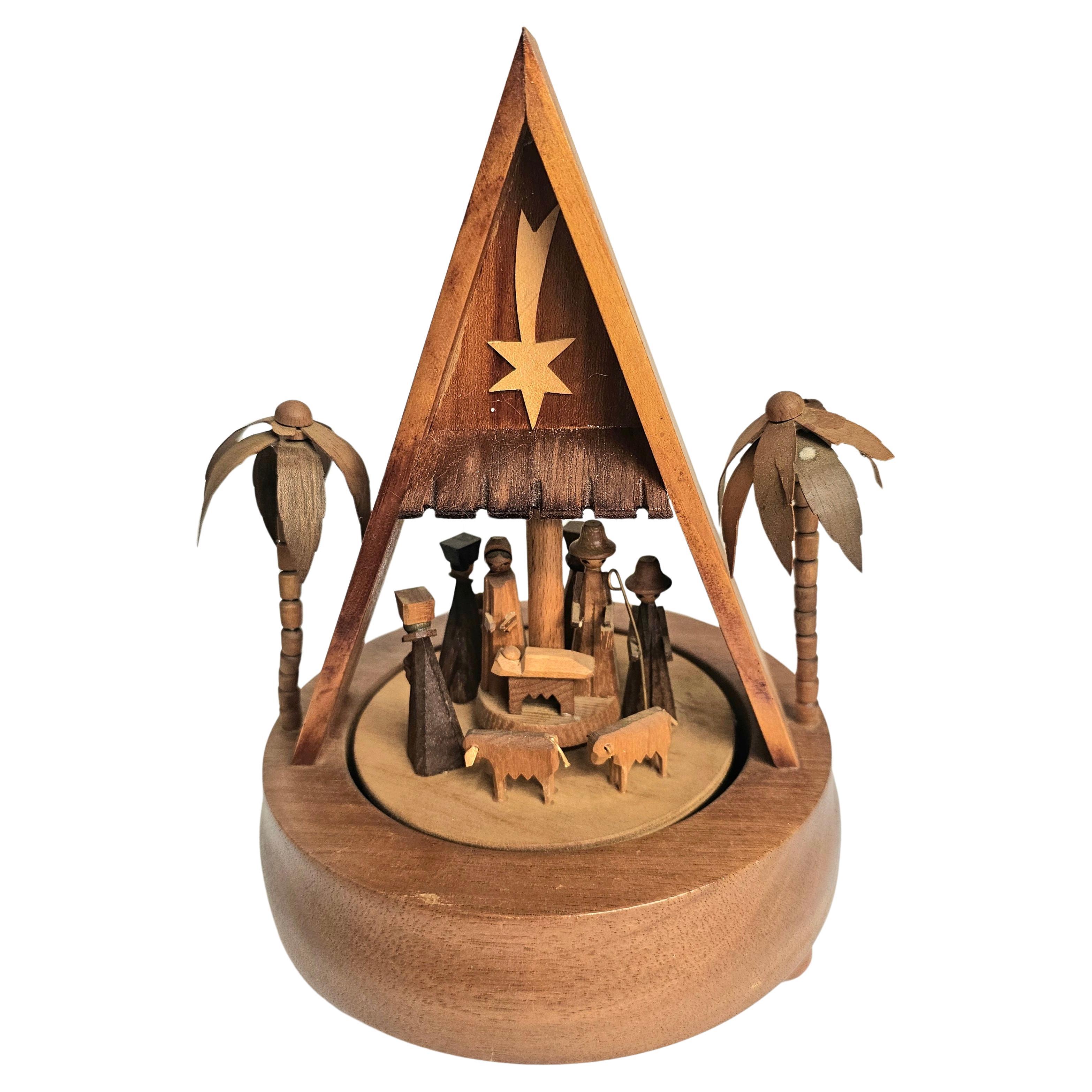 Vintage Christmas Music Box Wood Erzgebirge Germany