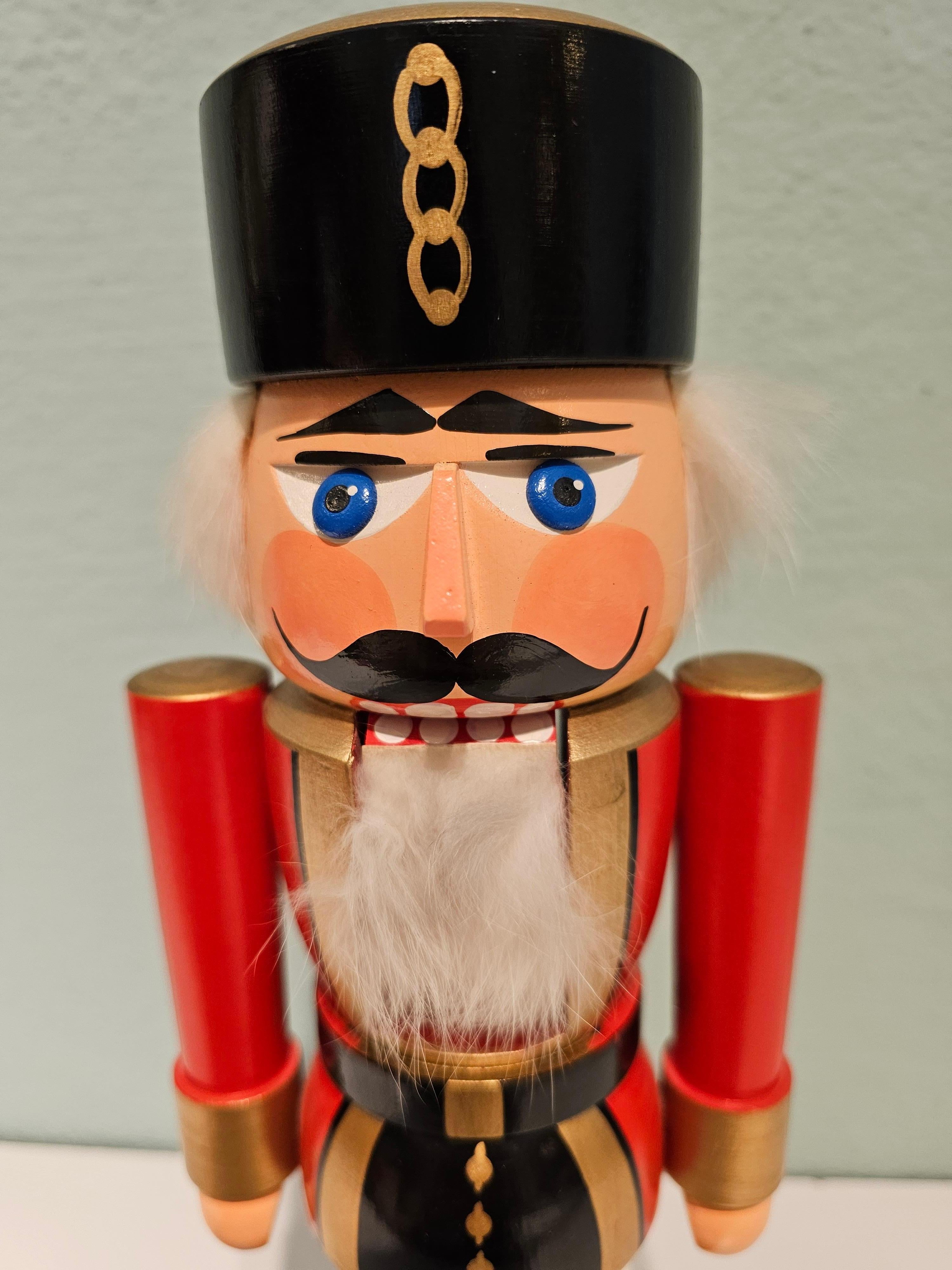 Hand-Painted Vintage Christmas Nutcracker Figure Wood Erzgebirge Germany For Sale