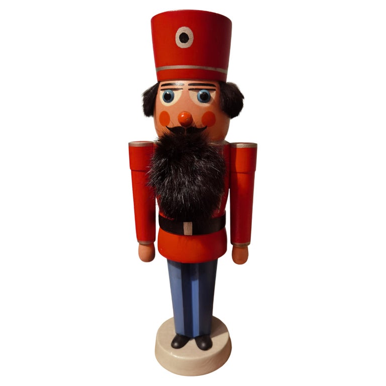 Vintage Christmas Nutcracker Figure Wood Erzgebirge Germany For Sale at