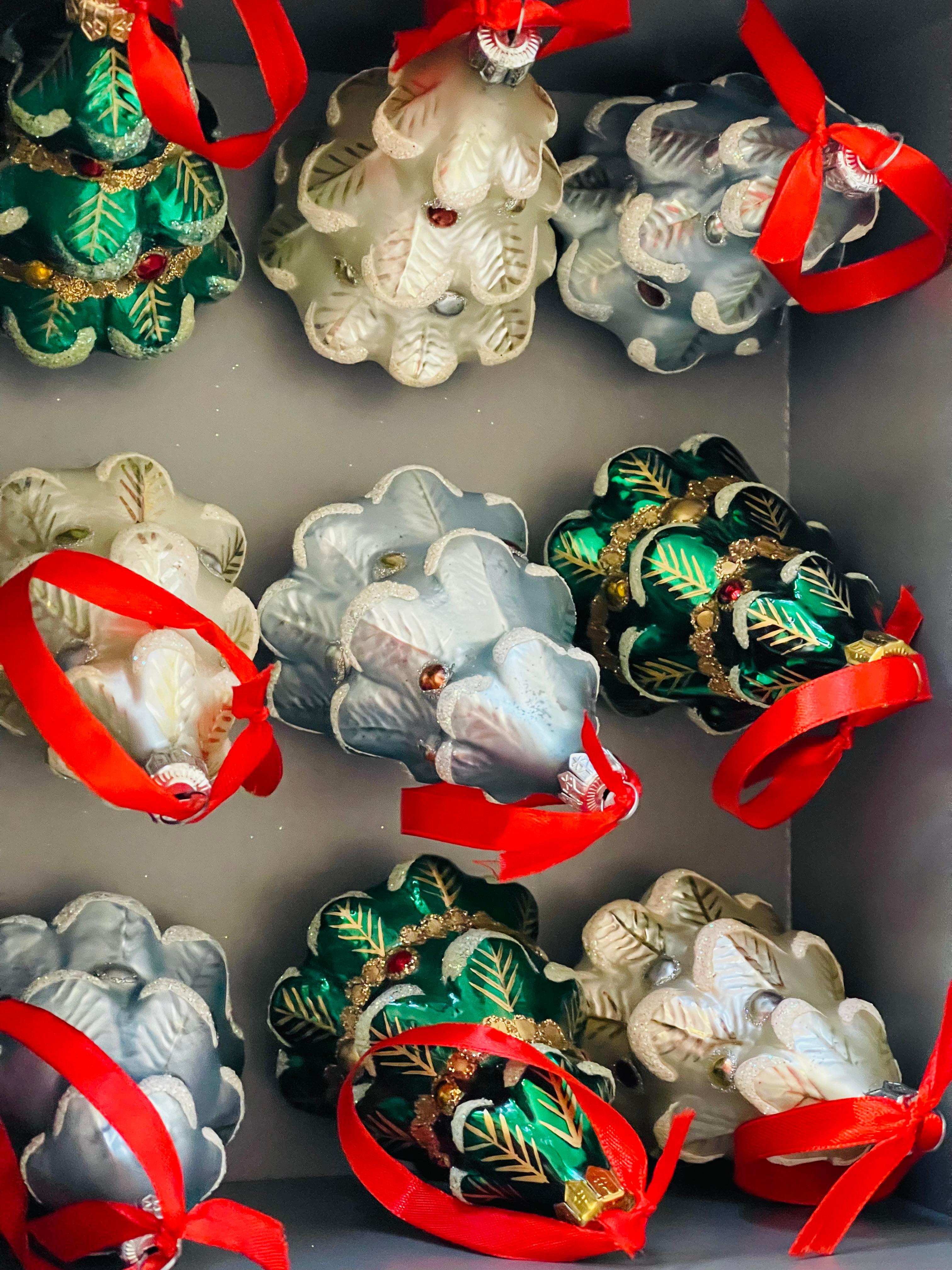Neoclassical Revival Vintage Christmas Ornaments Set European For Sale