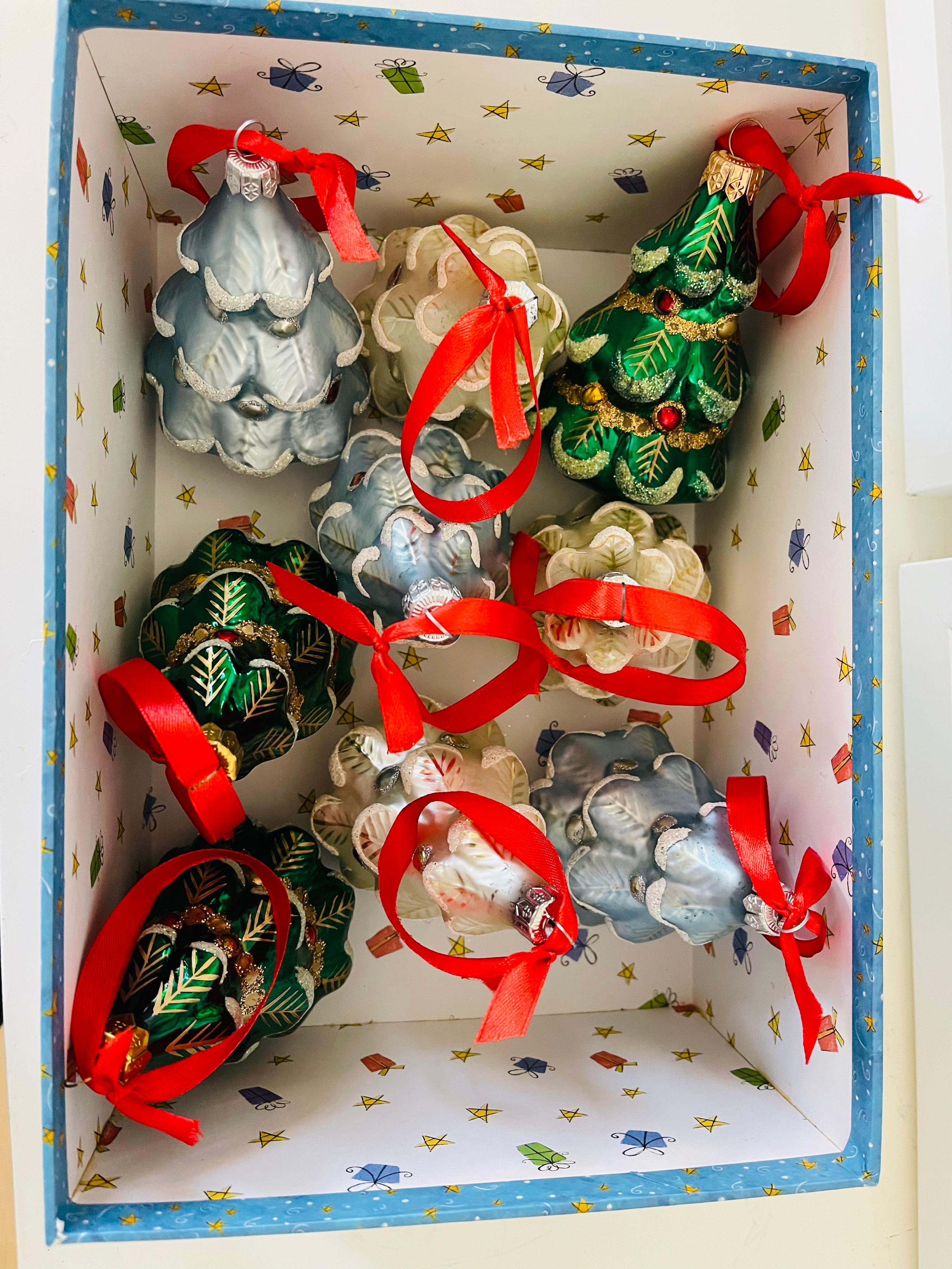 German Vintage Christmas Ornaments Set European For Sale
