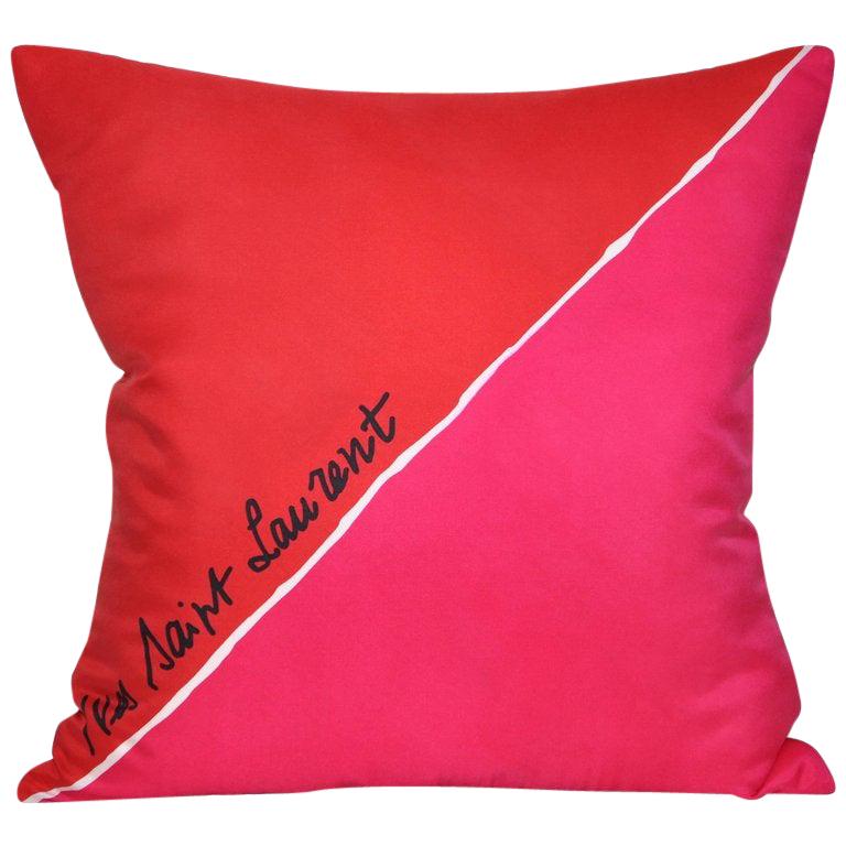 Vintage Christmas Red Pink YSL Scarf Cushion with Irish Linen Pillow