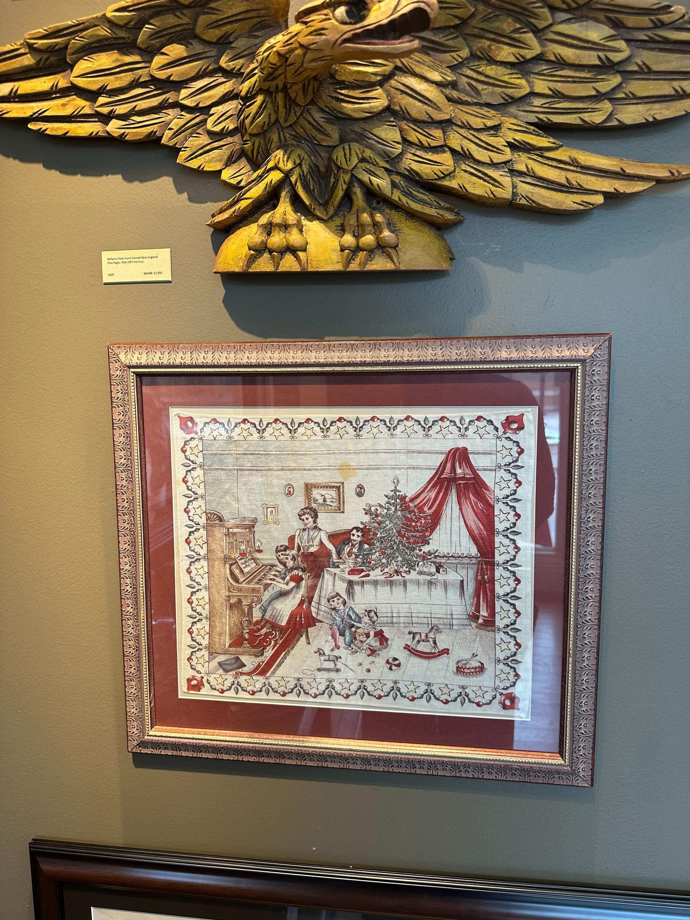 Vintage Christmas Scene Taschentuch, gedruckt auf Baumwolle, CIRCA 1890-1915 im Angebot 2