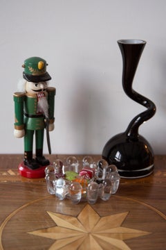 Vintage Christmas Small Green Nutcracker, Wood, Erzgebirge, Germany, 1970