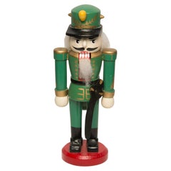 Vintage Christmas Small Green Nutcracker, Wood, Erzgebirge, Germany, 1970