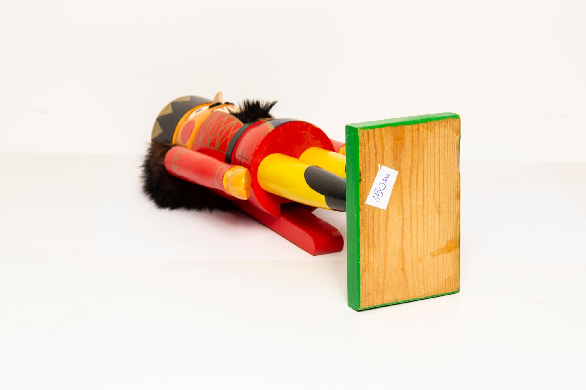 Vintage Christmas Small Red Nutcracker, Wood, Erzgebirge, Germany, 1970 For Sale 8