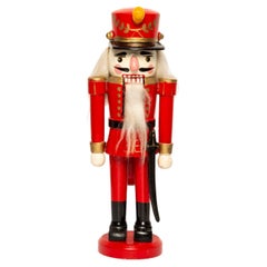 Vintage Christmas Small Red Nutcracker, Wood, Erzgebirge, Germany, 1970