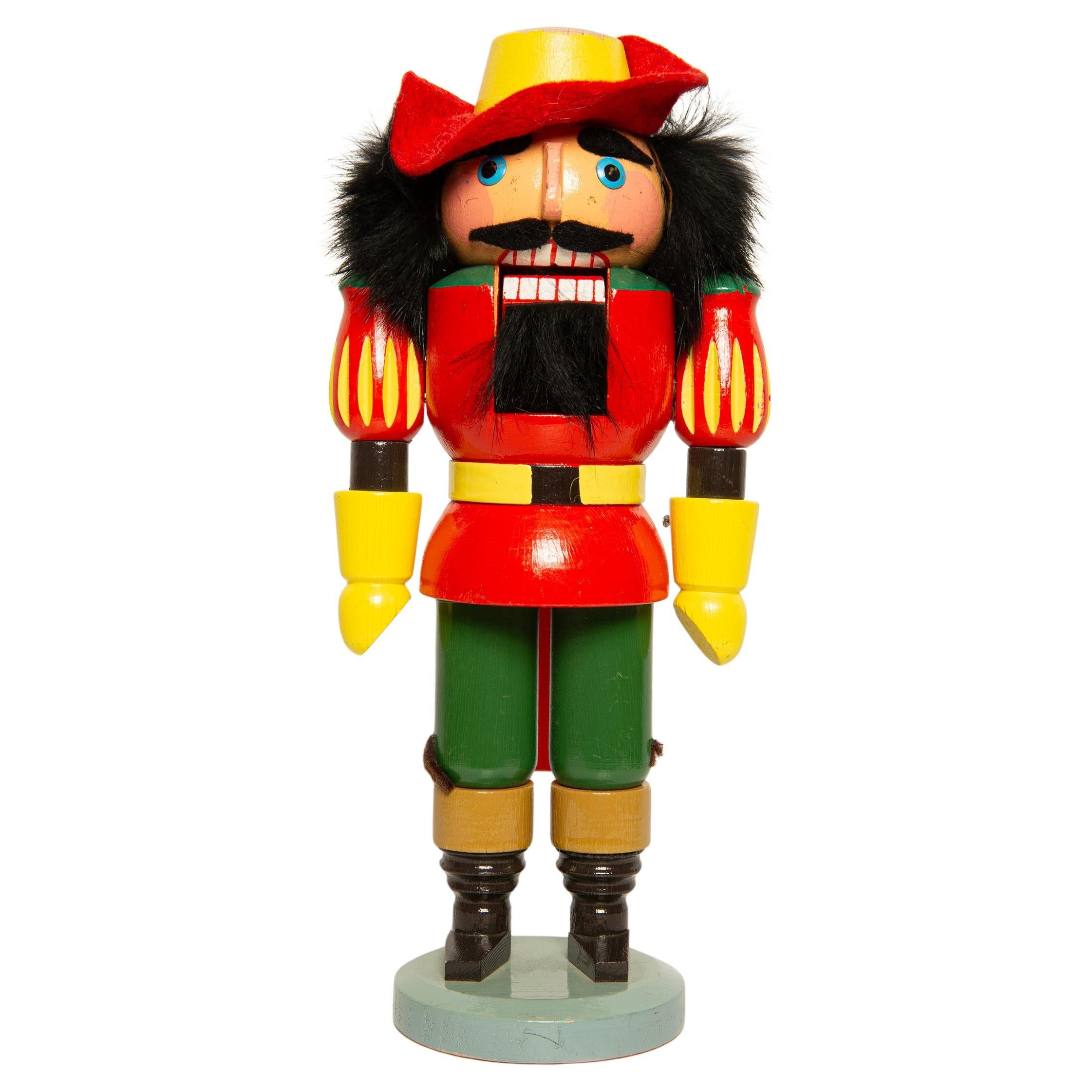 Vintage Christmas Small Red Nutcracker, Wood, Erzgebirge, Germany, 1970