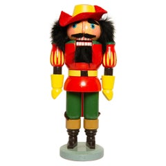 Vintage Christmas Small Red Nutcracker, Wood, Erzgebirge, Germany, 1970