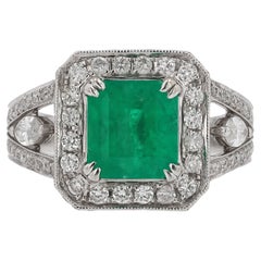 Vintage Christoff Designer Cocktail-Ring mit Diamant und Smaragd