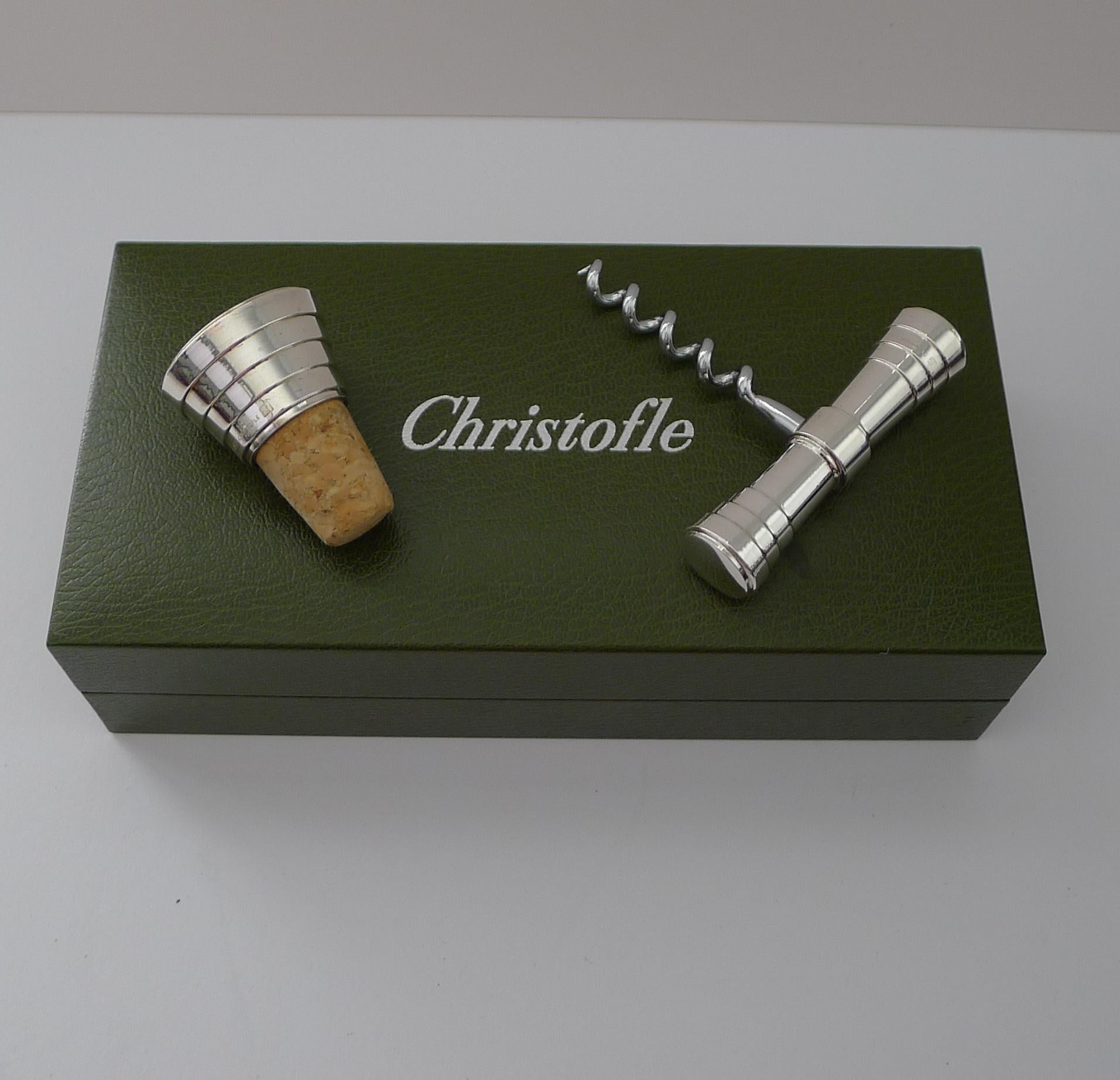 Sacacorchos y tapón Vintage Christofle Cased Folio en venta 8