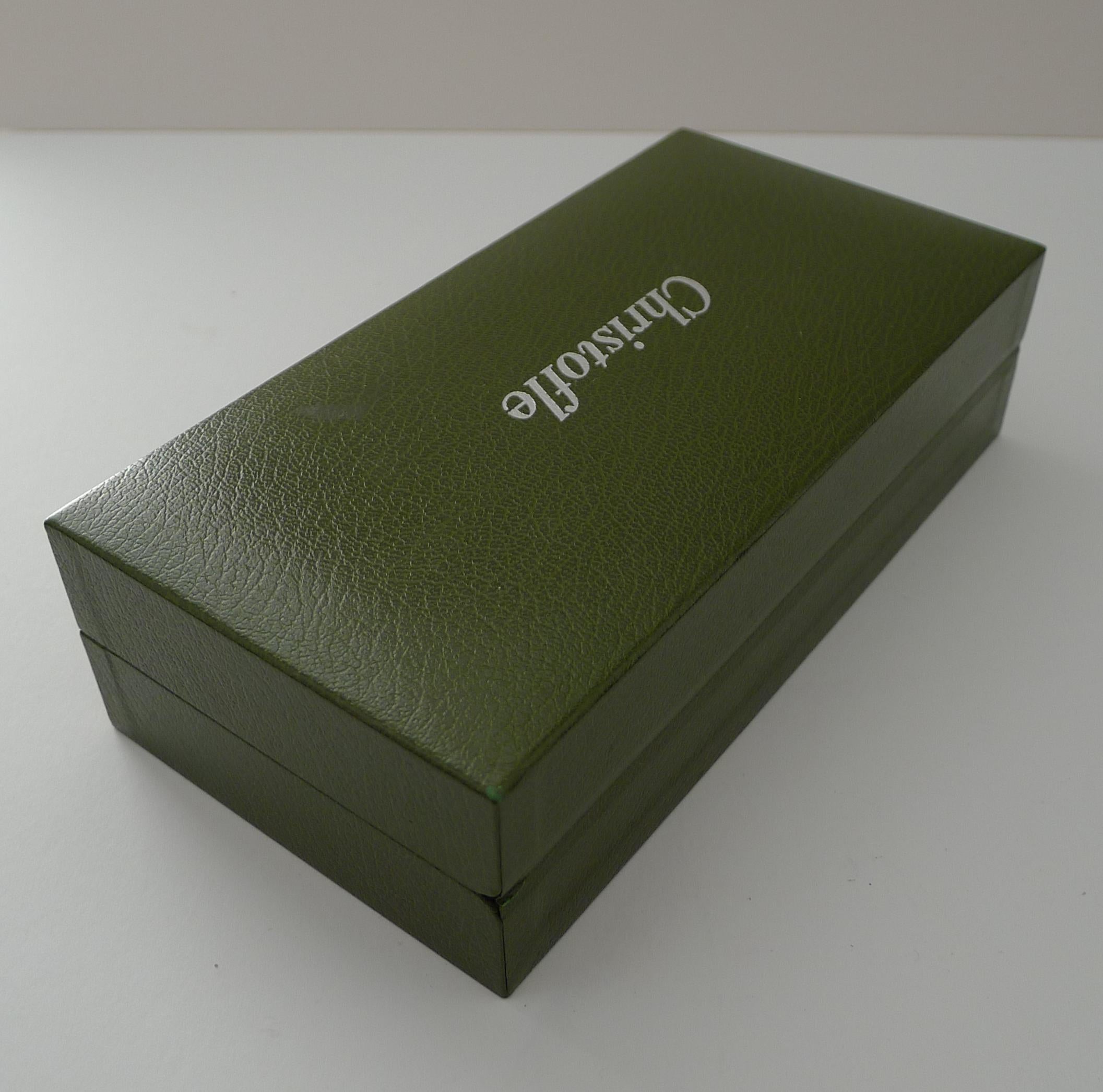 Sacacorchos y tapón Vintage Christofle Cased Folio Art Decó en venta