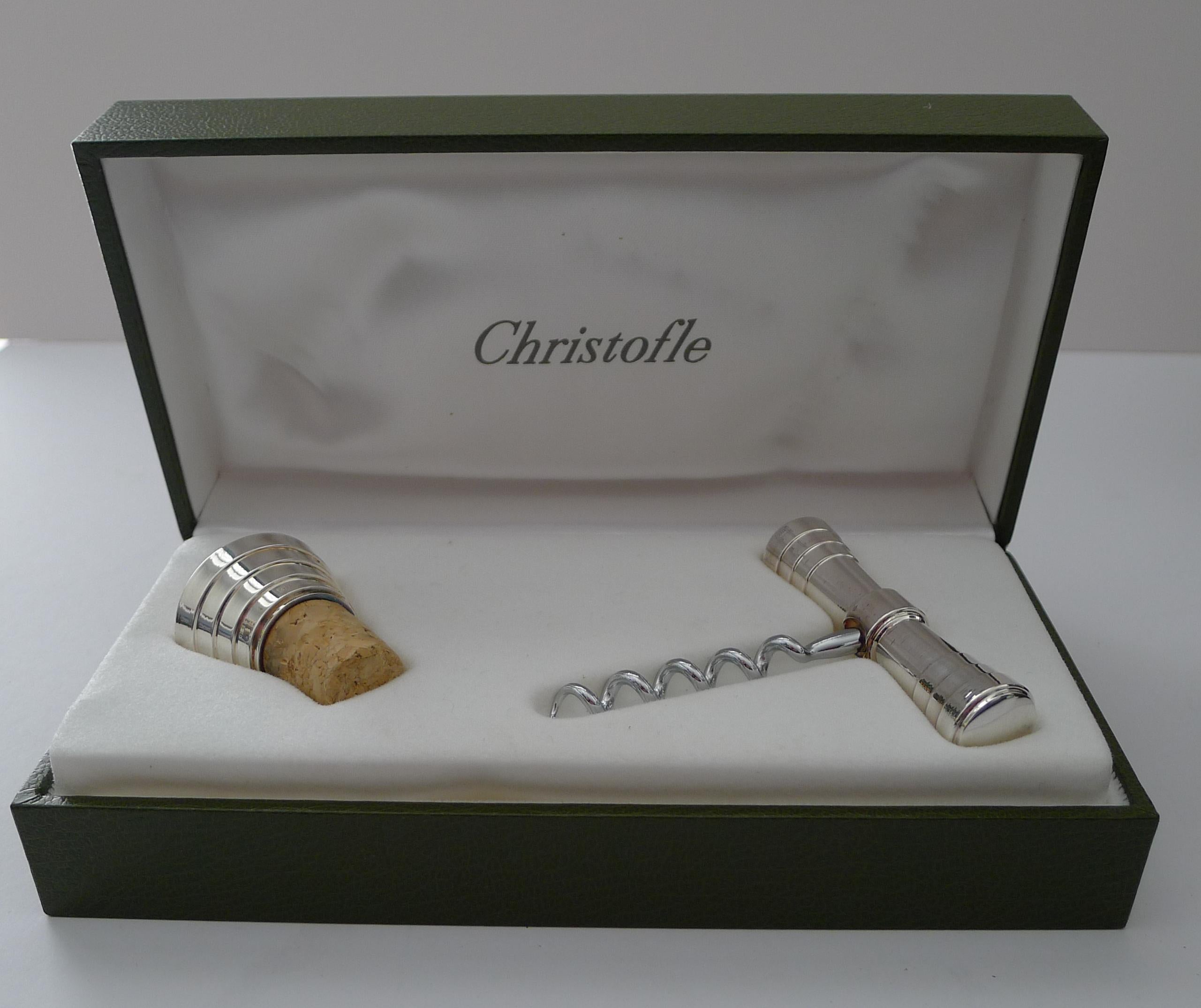 Sacacorchos y tapón Vintage Christofle Cased Folio en Bueno estado para la venta en Bath, GB
